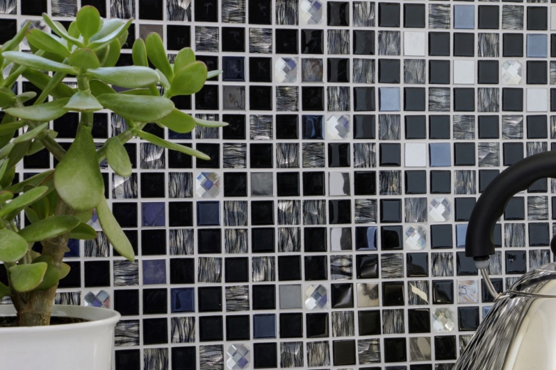 Azulejo de mosaico de vidrio de acero inoxidable autoadhesivo cocina splashback pared revestimiento MOS200-4CM26