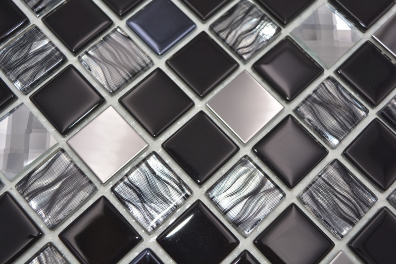 Azulejo de mosaico de vidrio de acero inoxidable autoadhesivo cocina splashback pared revestimiento MOS200-4CM26