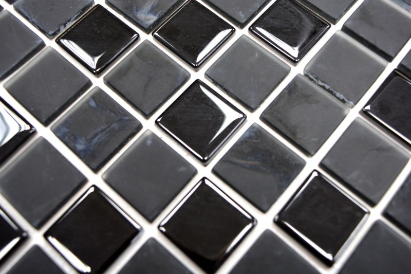mosaico de vidrio autoadhesivo mosaico de azulejos negro mate salpicaduras de cocina MOS200-4CM22