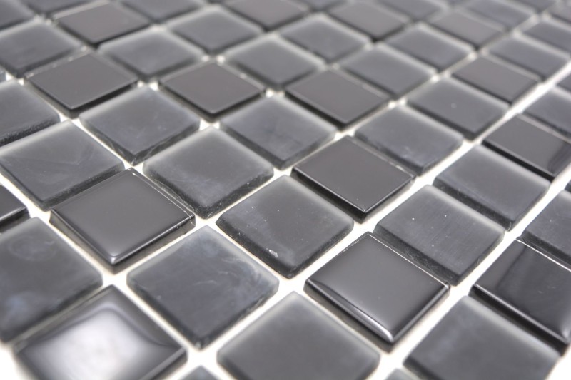 mosaico de vidrio autoadhesivo mosaico de azulejos negro mate salpicaduras de cocina MOS200-4CM22