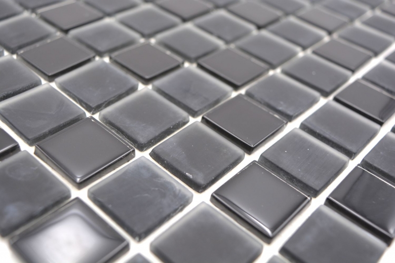 mosaico de vidrio autoadhesivo mosaico de azulejos negro mate salpicaduras de cocina MOS200-4CM22