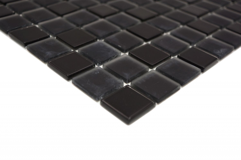 mosaico de vidrio autoadhesivo mosaico de azulejos negro mate salpicaduras de cocina MOS200-4CM22