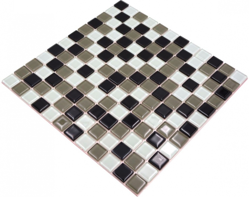 mosaico de vidrio autoadhesivo azulejo de mosaico de barro negro blanco MOS200-4CM30