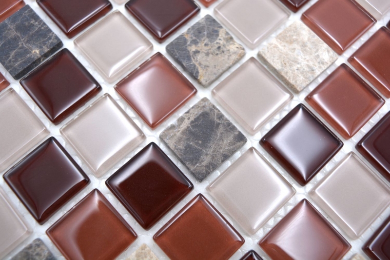 mosaico de vidrio autoadhesivo azulejo de mosaico de piedra natural rosa beige marrón emperador MOS200-4M352
