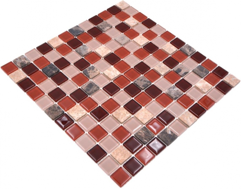 mosaico de vidrio autoadhesivo azulejo de mosaico de piedra natural rosa beige marrón emperador MOS200-4M352