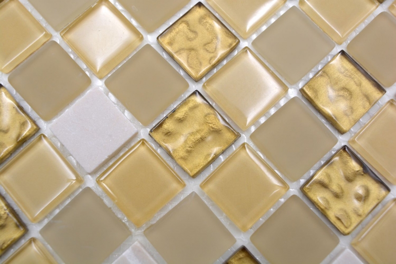mosaico de vidrio autoadhesivo azulejo de mosaico de piedra natural crema oro mate azulejo backsplash MOS200-4M362