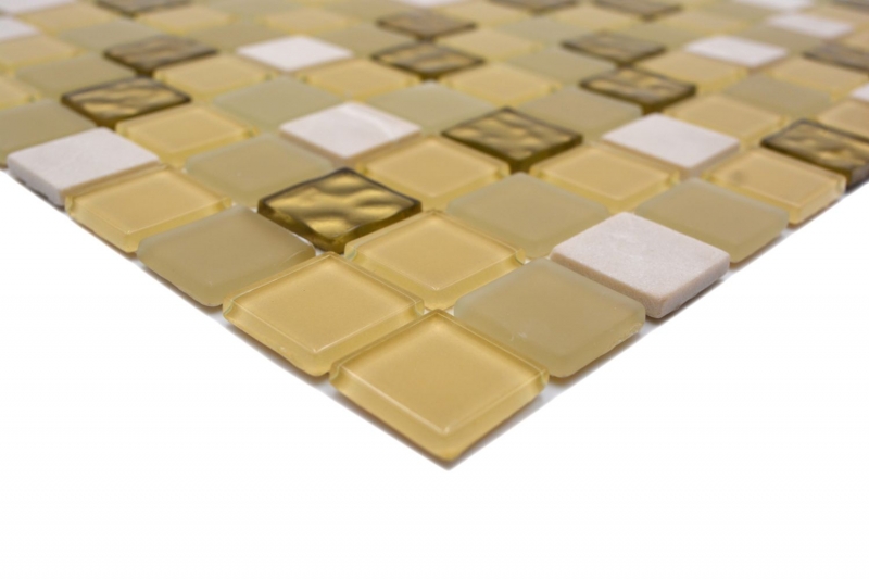 mosaico de vidrio autoadhesivo azulejo de mosaico de piedra natural crema oro mate azulejo backsplash MOS200-4M362