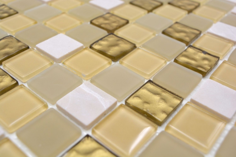mosaico de vidrio autoadhesivo azulejo de mosaico de piedra natural crema oro mate azulejo backsplash MOS200-4M362
