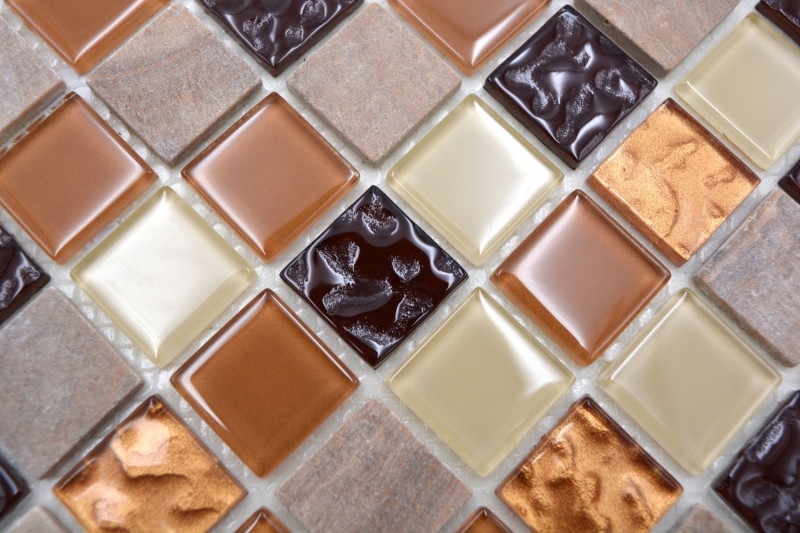 mosaico de vidrio autoadhesivo azulejo de mosaico de piedra natural de color beige marrón azulejo backsplash MOS200-4M372