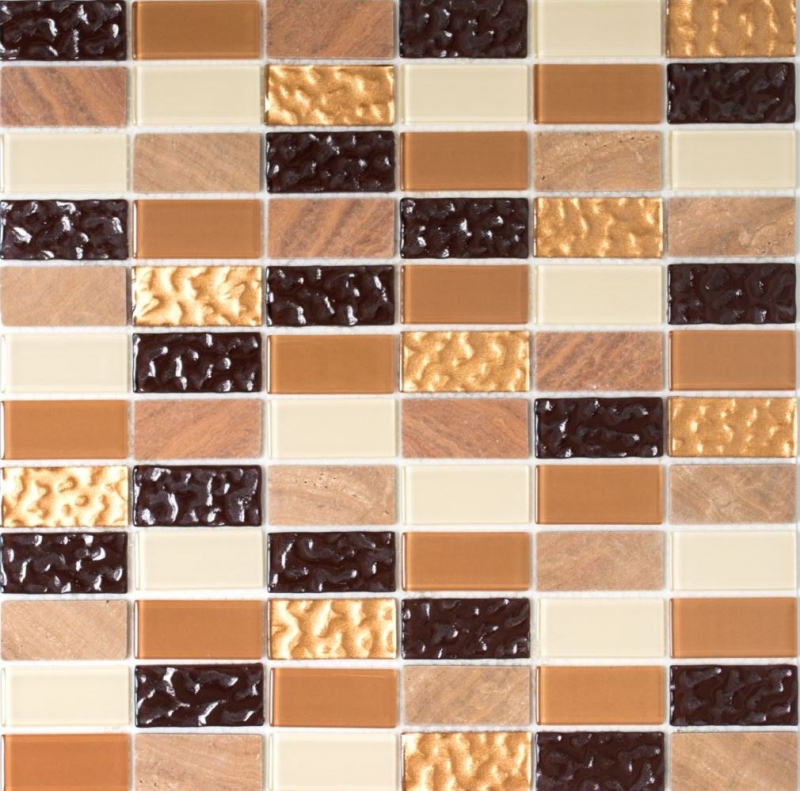 azulejo de mosaico autoadhesivo piedra natural beige marrón azulejo backsplash MOS200-4MS75