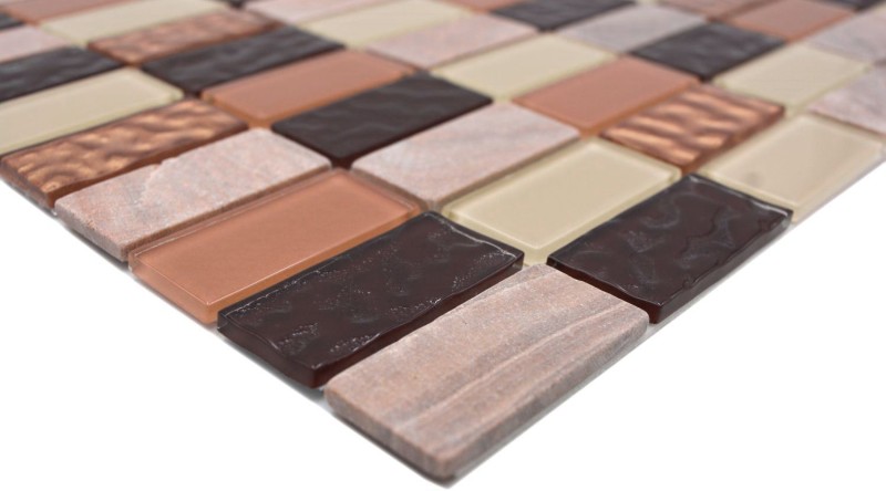 azulejo de mosaico autoadhesivo piedra natural beige marrón azulejo backsplash MOS200-4MS75