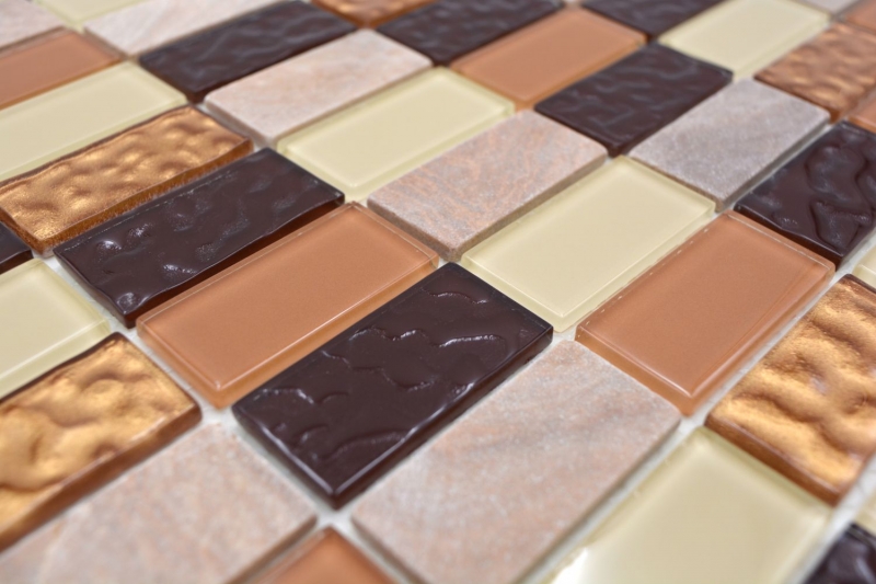 azulejo de mosaico autoadhesivo piedra natural beige marrón azulejo backsplash MOS200-4MS75