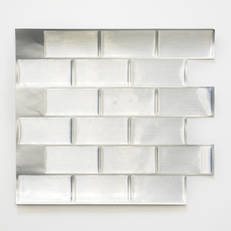 Lámina autoadhesiva de vinilo mosaico Metro plata azulejo backsplash cocina splashback decoración