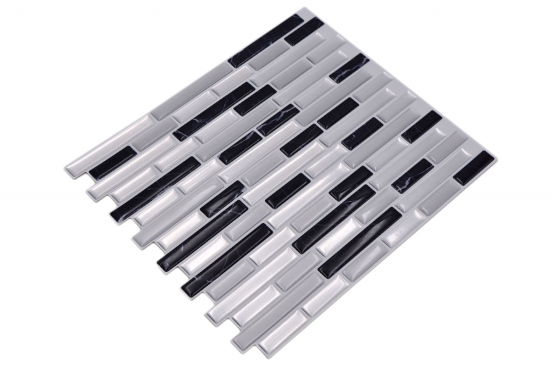 autoadhesivo mosaico stick look vinilo película blanco plata antracita azulejo backsplash cocina