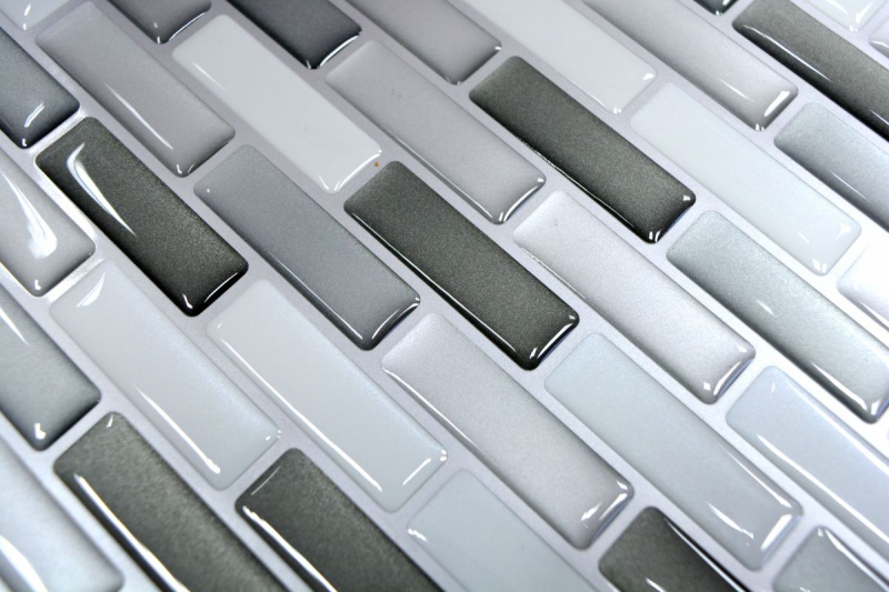 autoadhesivo mosaico stick look vinilo película blanco gris antracita azulejo backsplash cocina