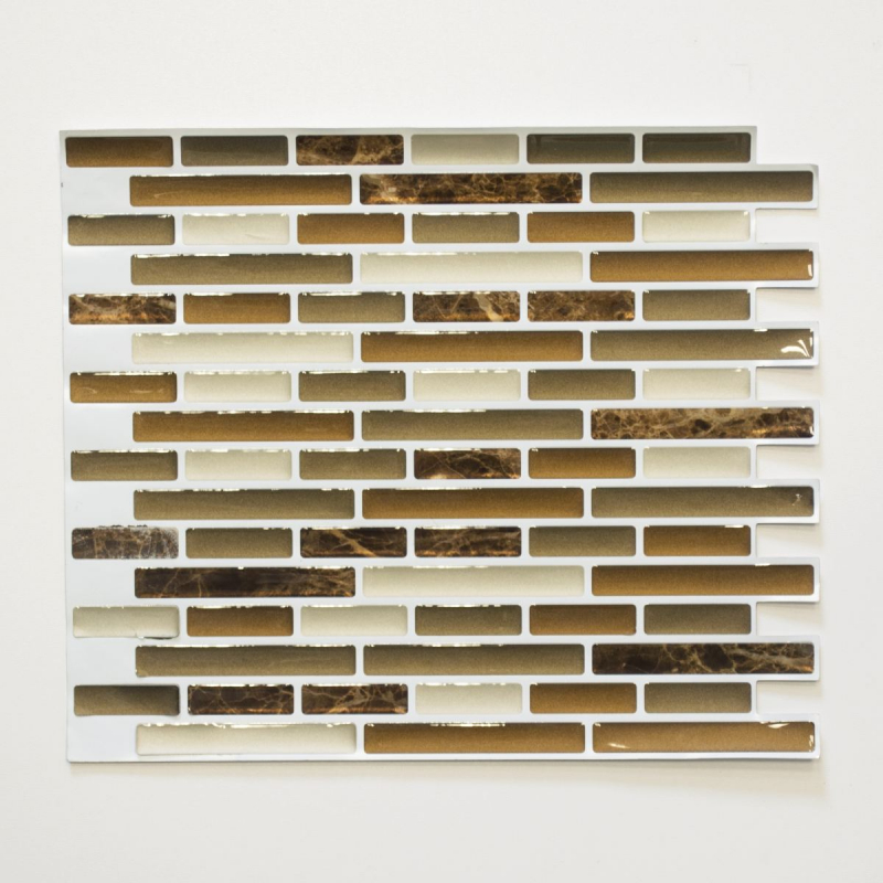 mosaico autoadhesivo stick look vinilo película adhesiva beige marrón emperador azulejo backsplash cocina