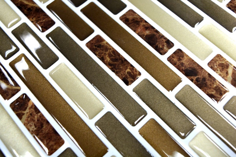 mosaico autoadhesivo stick look vinilo película adhesiva beige marrón emperador azulejo backsplash cocina