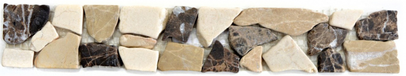Mármol piedra natural beige crema marrón borde Castanao Biancone pared baño cocina suelo aseo sauna - MOSBor-BC1213