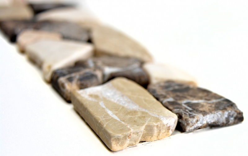 Mármol piedra natural beige crema marrón borde Castanao Biancone pared baño cocina suelo aseo sauna - MOSBor-BC1213