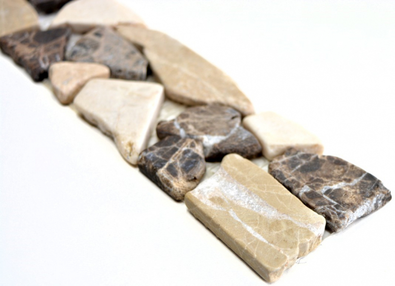 Mármol piedra natural beige crema marrón borde Castanao Biancone pared baño cocina suelo aseo sauna - MOSBor-BC1213