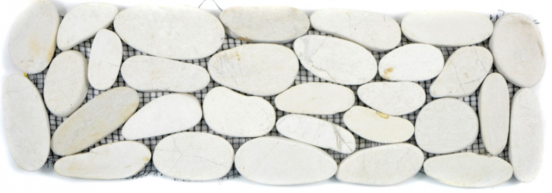 Río guijarro blanco crema marfil frontera guijarro corte pared plana baño piso cocina aseo sauna - MOSBor-SK0101