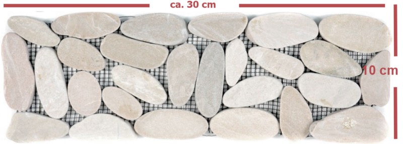 Guijarro de río beige claro marrón crema borde guijarro corte plano cocina pared suelo baño aseo sauna - MOSBor-SK1202