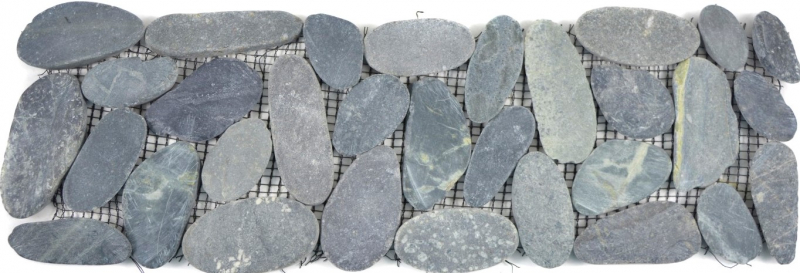 Río guijarro negro gris antracita frontera guijarro corte plana baño cocina piso pared inodoro sauna - MOSBor-SK0202