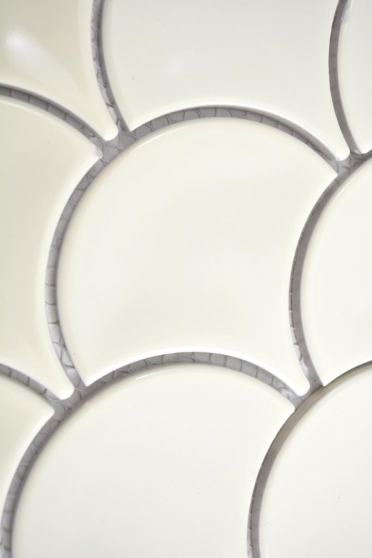 Mosaico de cerámica ventilador marfil brillante pared azulejo backsplash cocina ducha baño MOS13-FS09_f