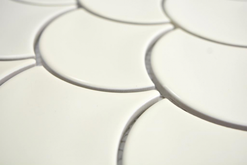 Mosaico de cerámica ventilador marfil brillante pared azulejo backsplash cocina ducha baño MOS13-FS09_f