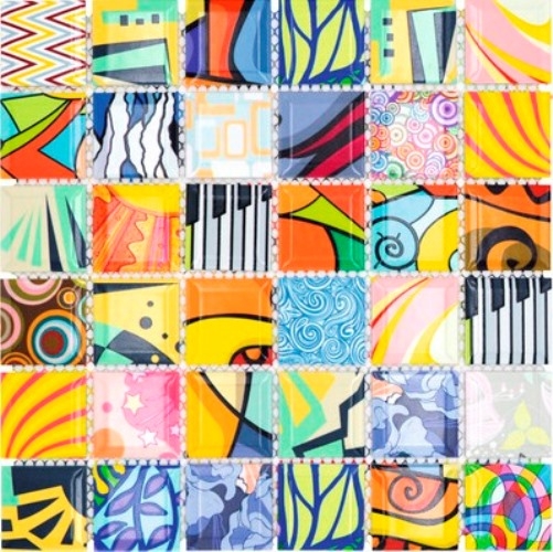 Azulejo de mosaico de cerámica Estilo retro colorido azulejos de mosaico POP UP ART Diseño Revestimiento de pared Backsplash