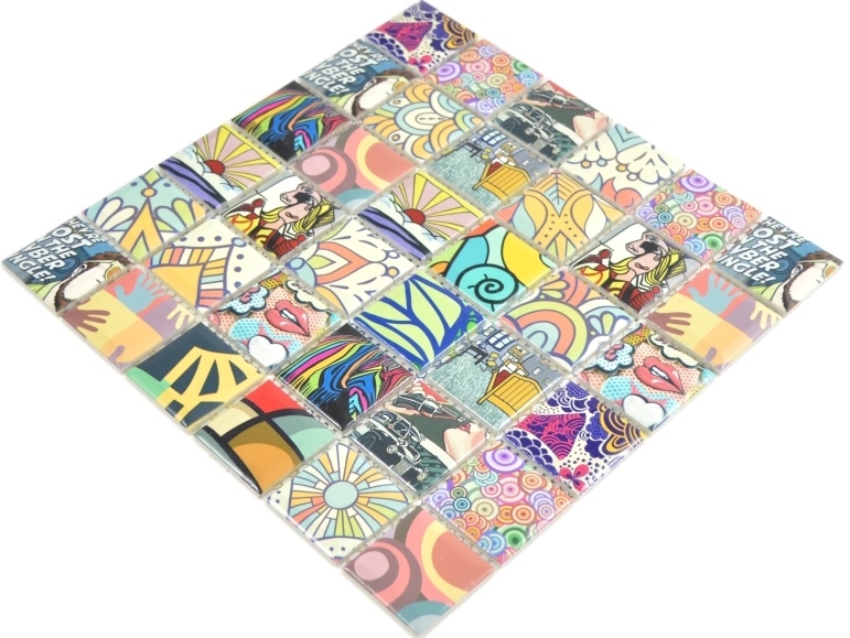 Mosaico de Cerámica Colorido Estilo Retro Mosaico Azulejos POP UP ART Diseño Salpicadero Cocina ARTE MODERNO