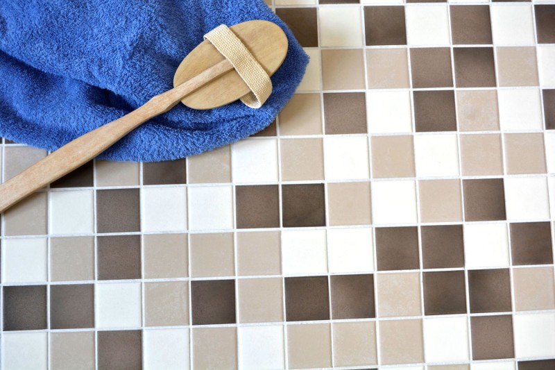 Azulejo de mosaico de cerámica antiguo blanco beige marrón antideslizante azulejo de la cocina MOS14-1213