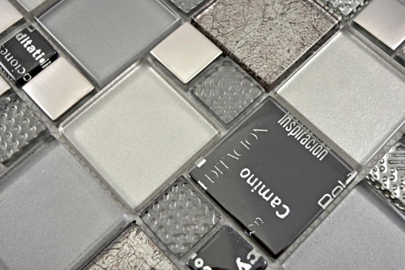 Muestra de mano transparente cristal mosaico vidrio mosaico plata negro pared azulejo backsplash cocina ducha baño MOS88-0317_m