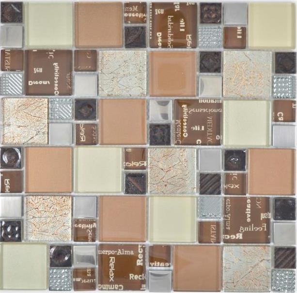 Muestra de mano transparente cristal mosaico vidrio mosaico plata marrón pared azulejo espejo cocina ducha baño MOS88-1317_m