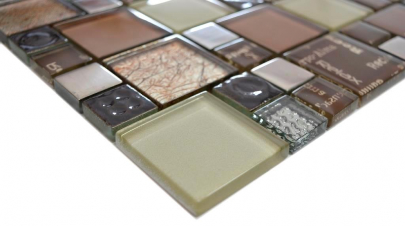 Muestra de mano transparente cristal mosaico vidrio mosaico plata marrón pared azulejo espejo cocina ducha baño MOS88-1317_m