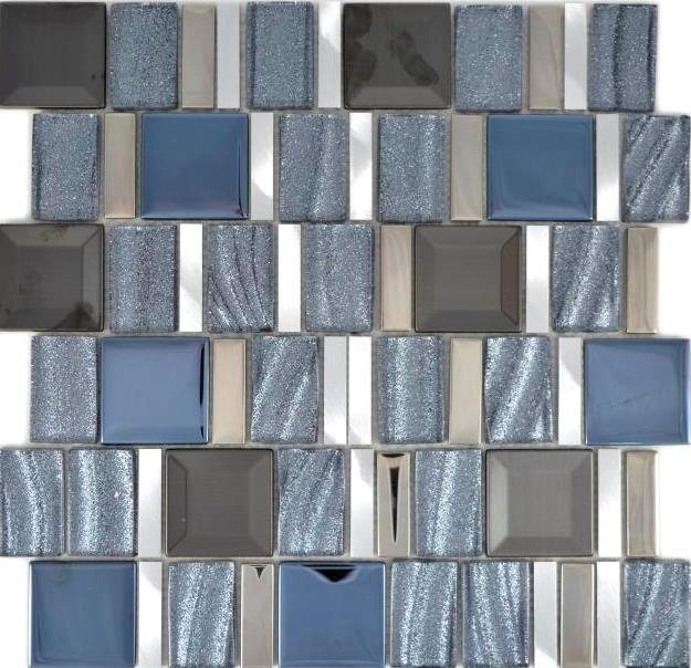 Muestra de mano aluminio mosaico vidrio mosaico ALU plata pared azulejo espejo cocina ducha baño MOS88-0017_m