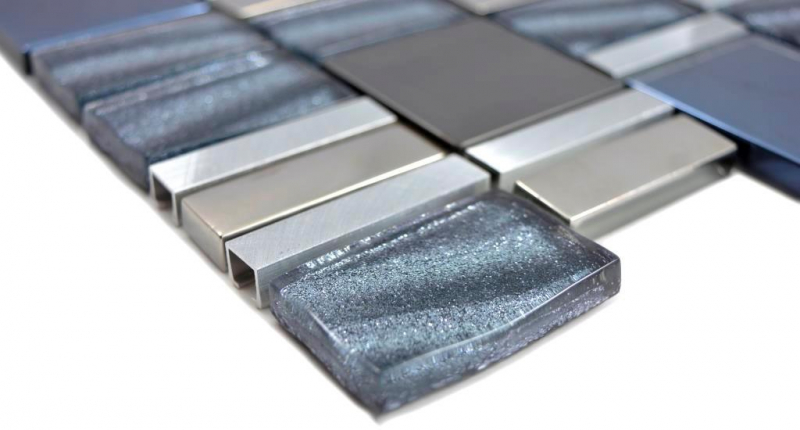 Muestra de mano aluminio mosaico vidrio mosaico ALU plata pared azulejo espejo cocina ducha baño MOS88-0017_m