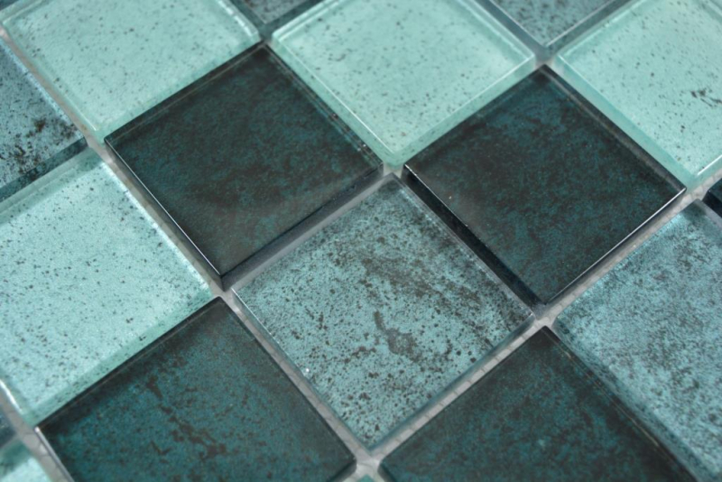 Mosaico de vidrio mosaico azulejos verde turquesa petróleo pared azulejo backsplash cocina cuarto de baño MOS88-0018