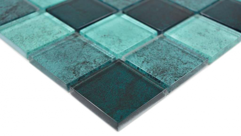 Mosaico de vidrio mosaico azulejos verde turquesa petróleo pared azulejo backsplash cocina cuarto de baño MOS88-0018