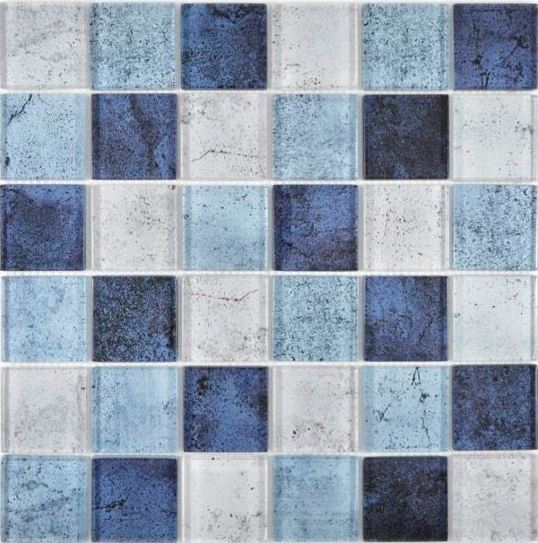 Muestra de mano transparente cristal mosaico azul pared azulejo backsplash cocina ducha baño MOS88-0044_m