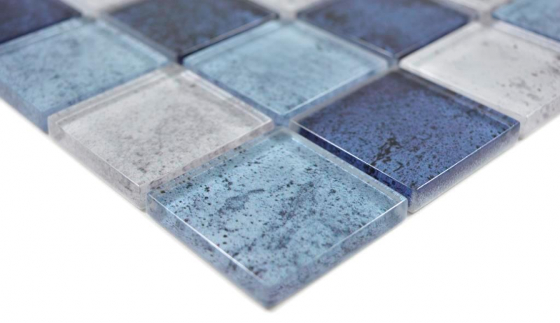 Muestra de mano transparente cristal mosaico azul pared azulejo backsplash cocina ducha baño MOS88-0044_m