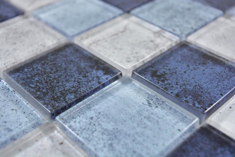 Muestra de mano transparente cristal mosaico azul pared azulejo backsplash cocina ducha baño MOS88-0044_m