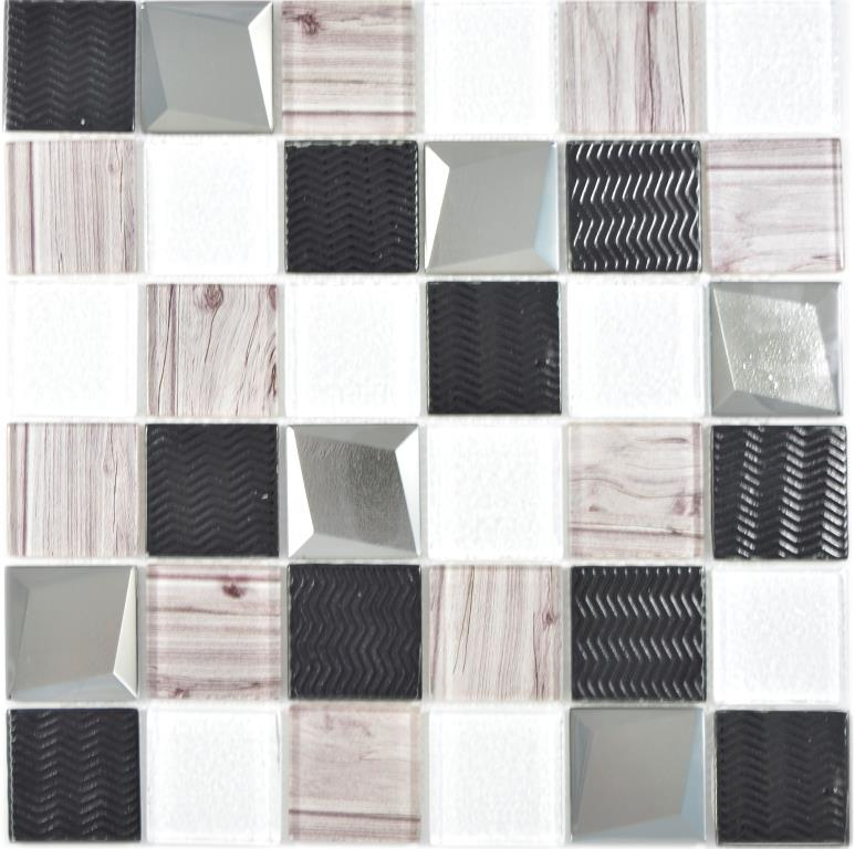 Muestra de mano transparente cristal mosaico plata pared azulejo espejo cocina ducha baño MOS88-1717_m