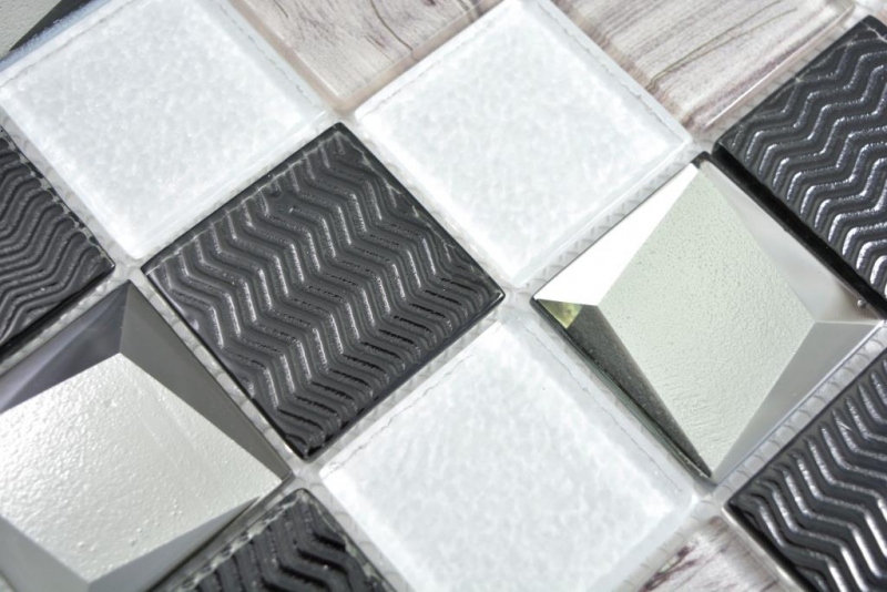 Muestra de mano transparente cristal mosaico plata pared azulejo espejo cocina ducha baño MOS88-1717_m