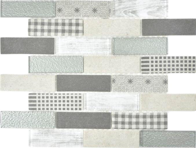 Translúcido Mosaico Ladrillo ECO mosaico de vidrio retro gris pared azulejo backsplash cocina ducha baño MOS88-R002