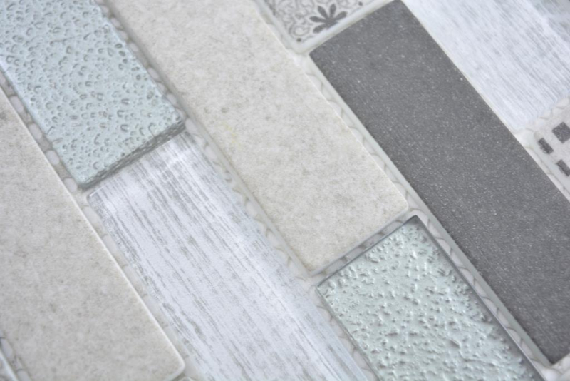Translúcido Mosaico Ladrillo ECO mosaico de vidrio retro gris pared azulejo backsplash cocina ducha baño MOS88-R002