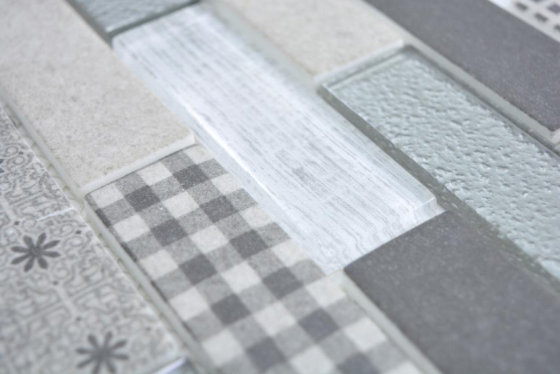 Translúcido Mosaico Ladrillo ECO mosaico de vidrio retro gris pared azulejo backsplash cocina ducha baño MOS88-R002