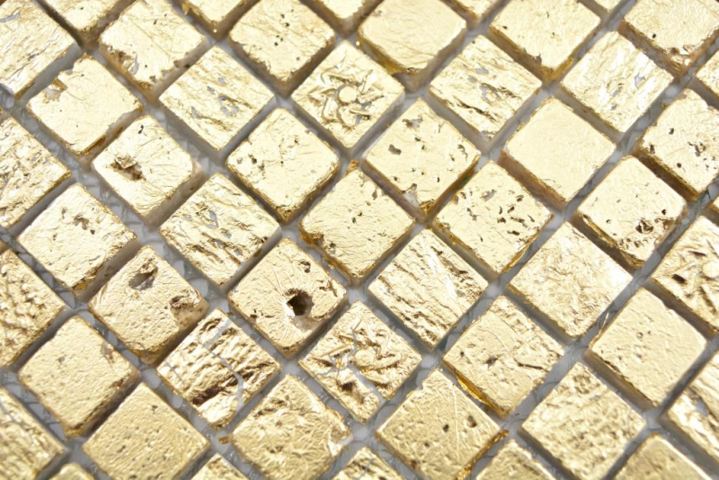 Muestra de mano mosaico piedra resina oro pared azulejo backsplash cocina baño MOS88-0707_m