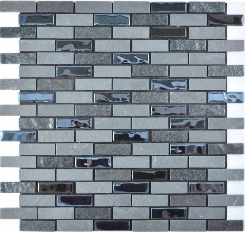 mosaico de vidrio autoadhesivo mosaico compuesto piedra natural antracita gris negro azulejo backsplash MOS200-003
