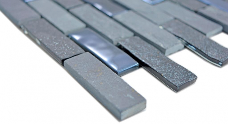 mosaico de vidrio autoadhesivo mosaico compuesto piedra natural antracita gris negro azulejo backsplash MOS200-003